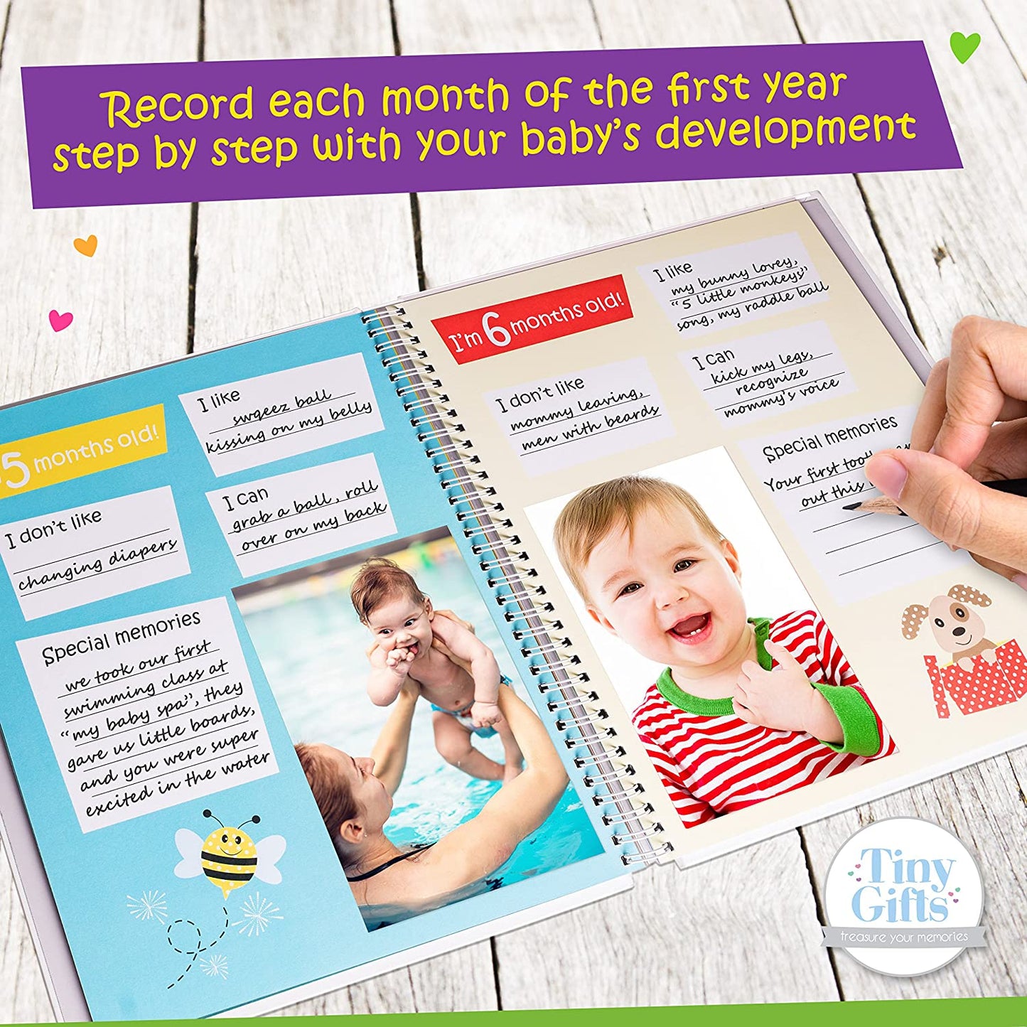 First 5 Years Baby Memory Book + Clean-Touch Ink Pad + Gift Box. Record Your Girl or Boy Photos & Milestones. Keepsake Journal | Scrapbook | Photo Album. Modern Gift for Expecting Parents