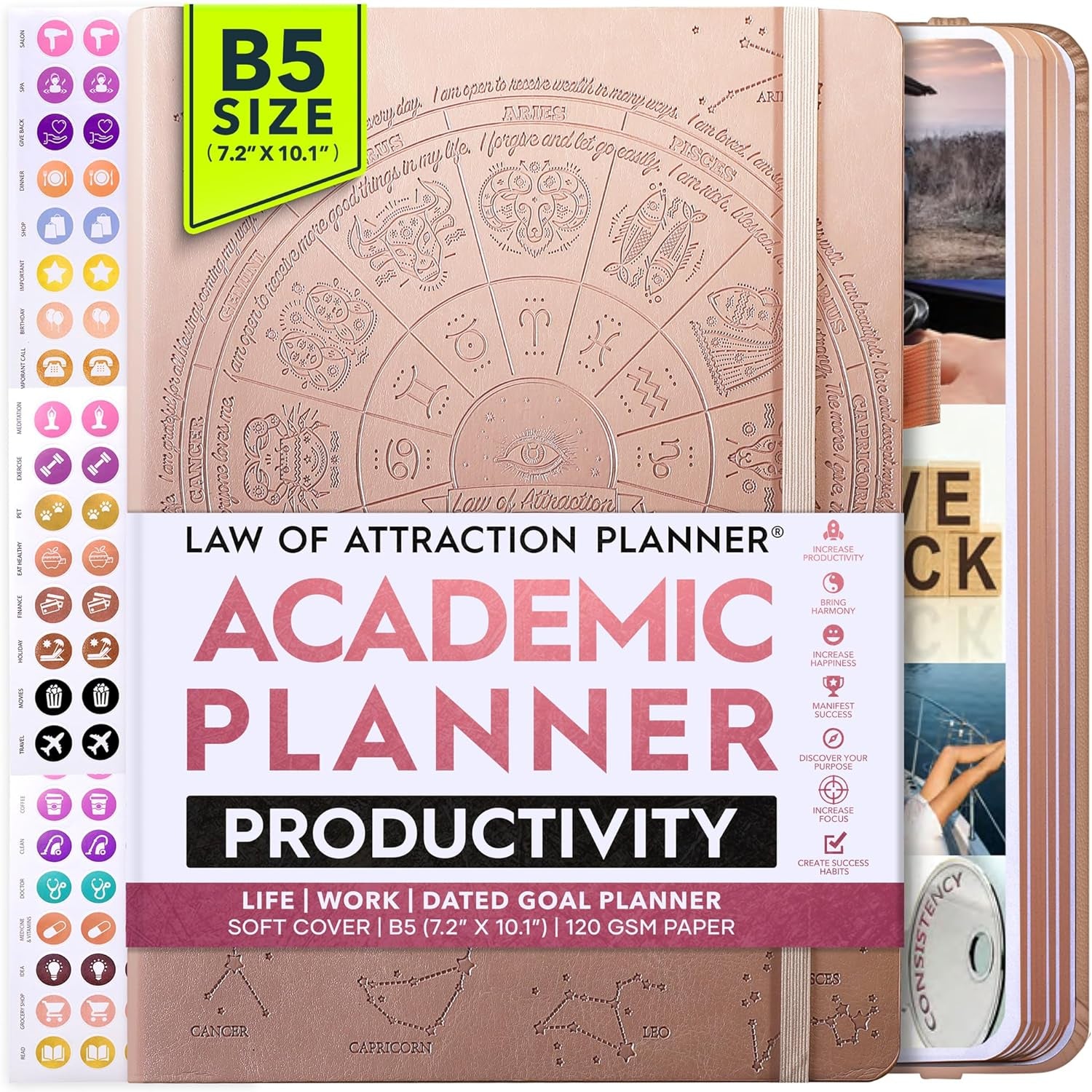 Academic Planner 2024-2025 - Dated July 2024-2025 Academic Planner, Weekly & Monthly Life Planner to Increase Productivity & Happiness, Daily Manifestation Journal, College Student, Work, Goal Journal