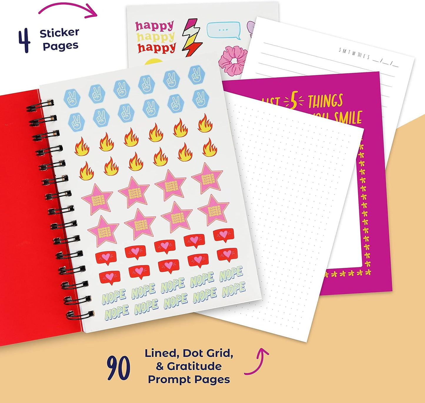 Gratitude Journal for Kids, Teens - 100 Page Diary with Writing Prompts. Affirmation Journal Includes Stickers & Unique Gratitude Poster. Gifts Ideas for 10 11 12 Teenagers. Stuff for Teens