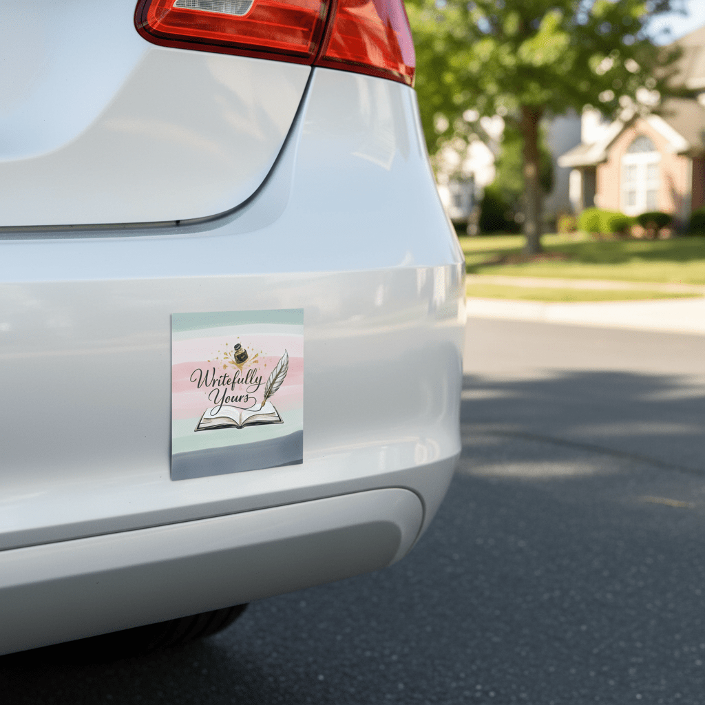 Writer Car Magnet – "This Car Gets Fueled by Writing" | Matte Vinyl Magnetic Bumper Sticker - Writefully Yours
